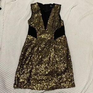 Gold and Black Sequin Dress